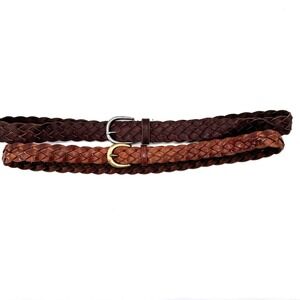 Vintage Eddie Bauer AEO Braided Genuine Leather Belt Sz 38 Brown Tan Unisex